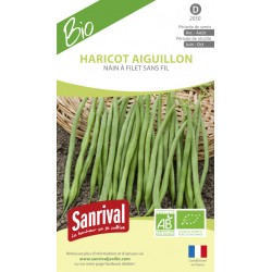 Graines de Haricot Aiguillon nain à filet sans fil bio