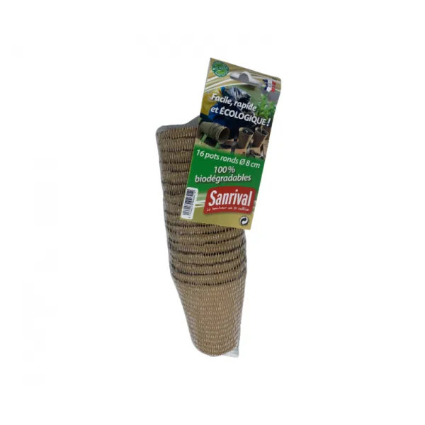 16 pots ronds 8 cm biodégradables