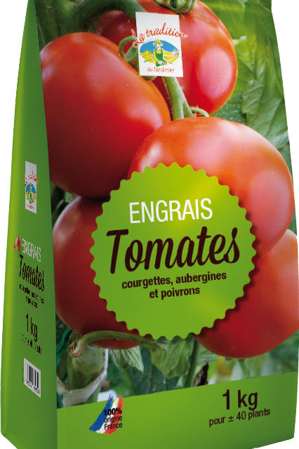 Sachet d’engrais Tomates 1 kg, pour tomates, courgettes, aubergines et poivrons
