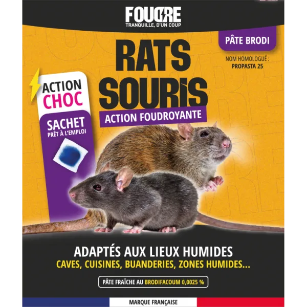 Pâte rats & souris FOUDRE brodifacoum 150 g