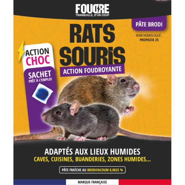 Pâte rats & souris FOUDRE brodifacoum 150 g