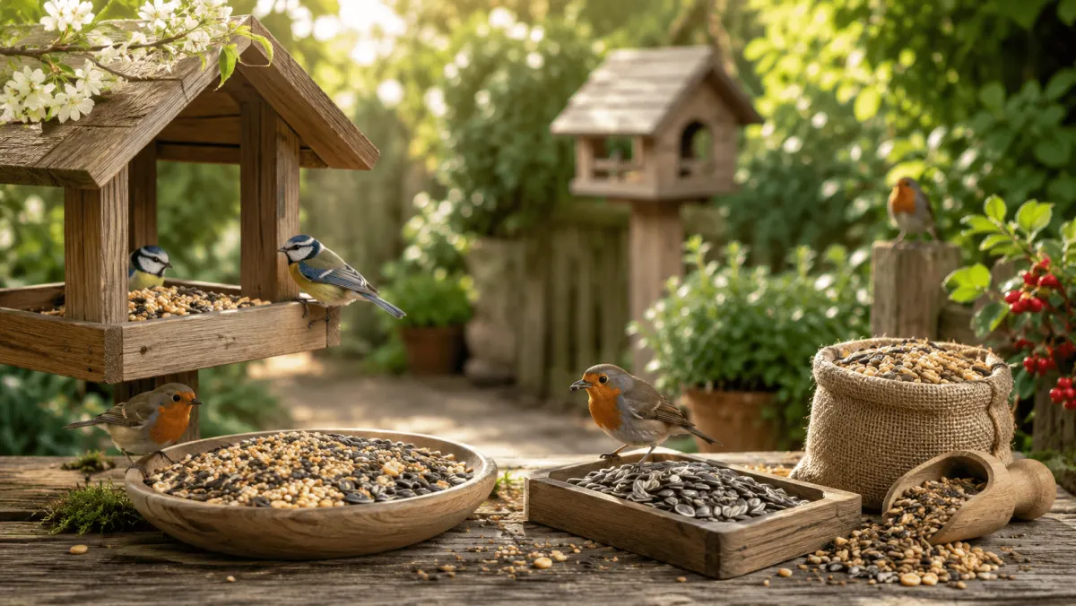 Oiseau sur une mangeoire au jardin
