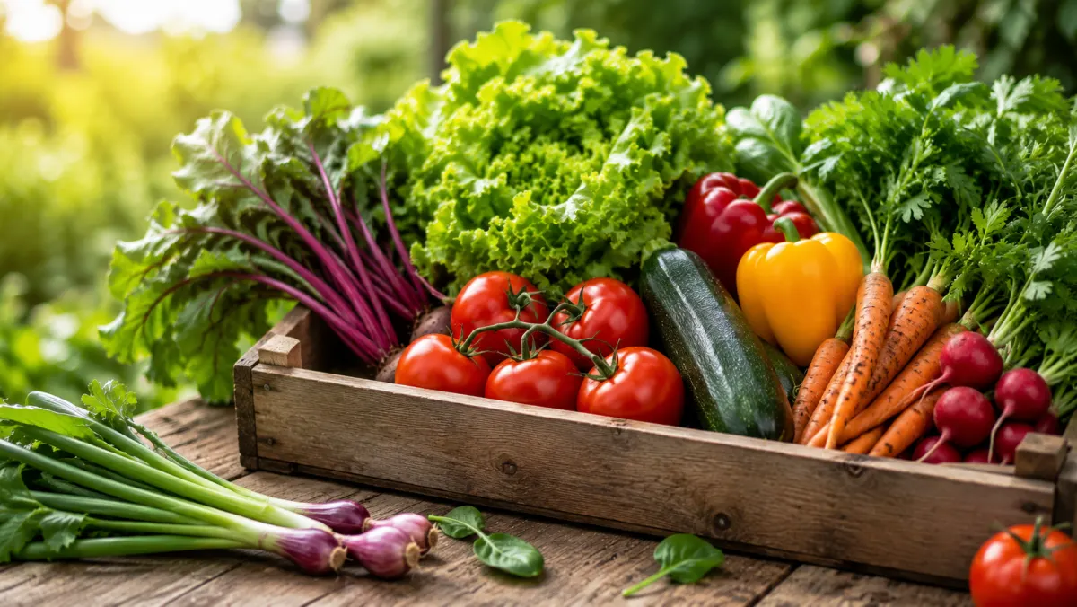 Récolte variée de légumes frais au potager