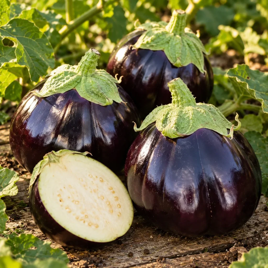 Aubergine ronde de Valence : photo d’illustration
