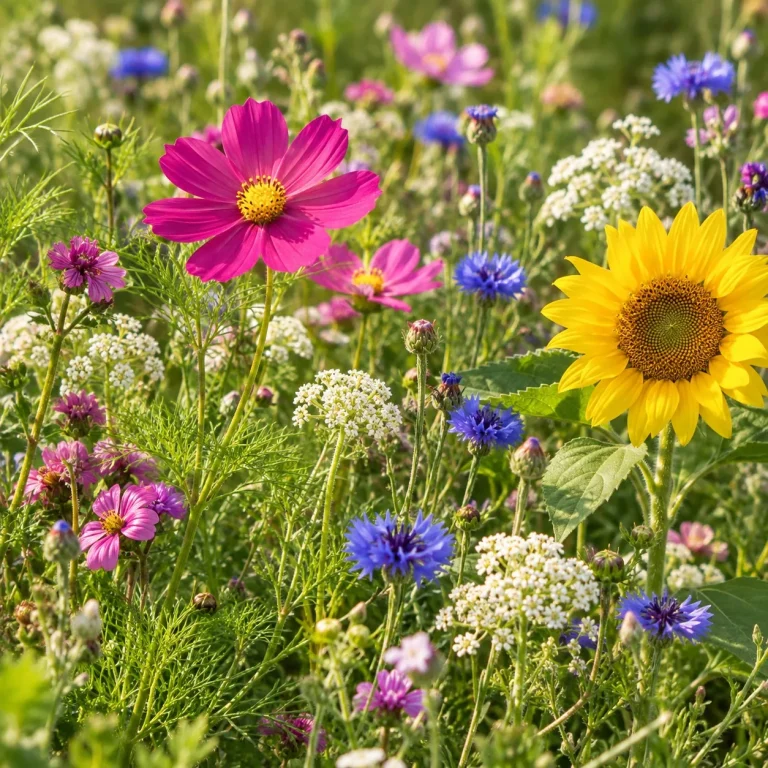 Mélange fleuri en pleine floraison, aux couleurs variées.