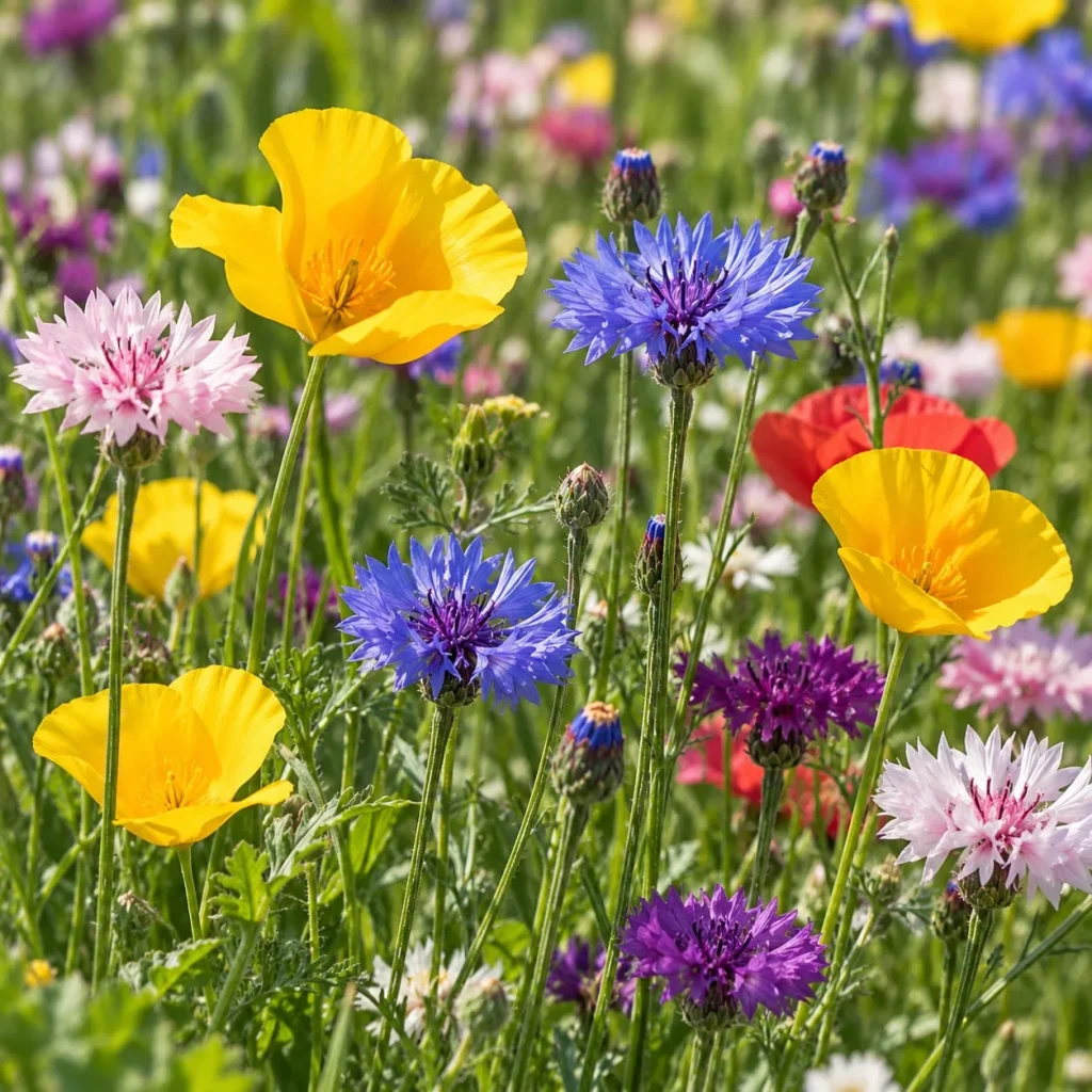 Fleurs en mélange pour massif demi-haut : photo d’illustration