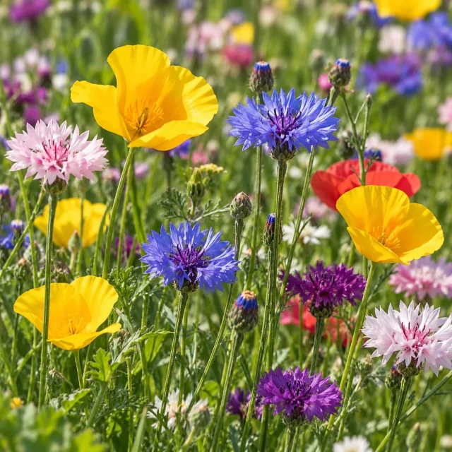 Fleurs en mélange pour massif demi-haut : photo d’illustration