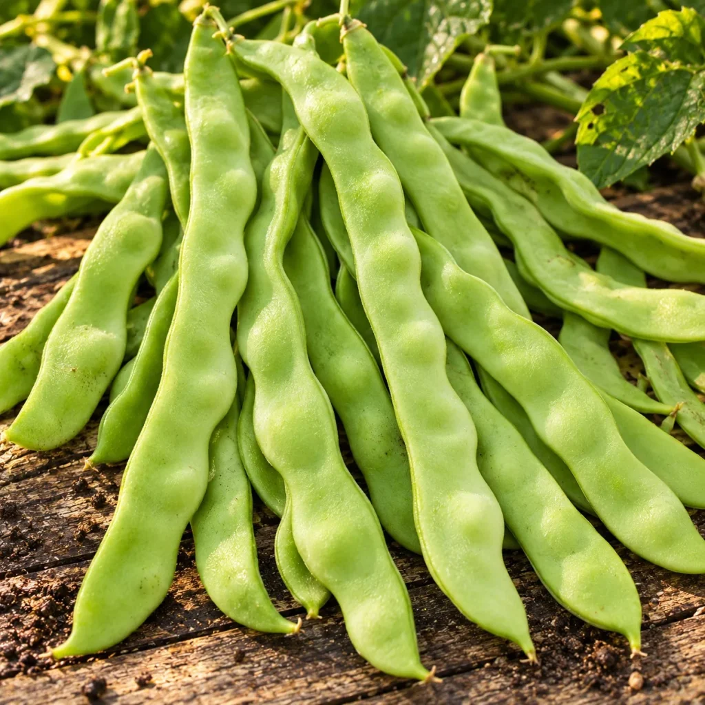Haricot Helda plat mangetout à rames : photo d’illustration