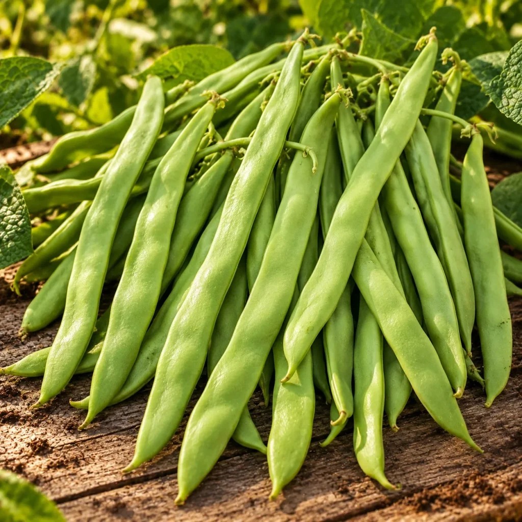 Haricot Phénomène mangetout à rames : photo d’illustration