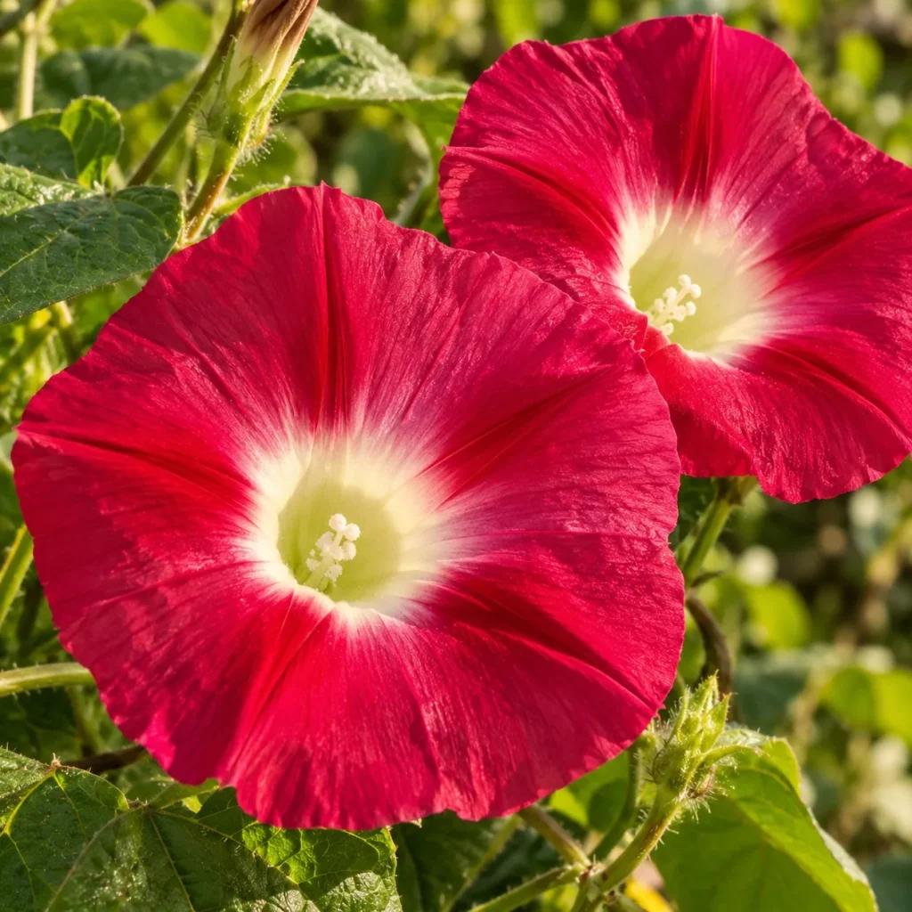 Ipomée volubilis à grandes fleurs rouges : photo d’illustration