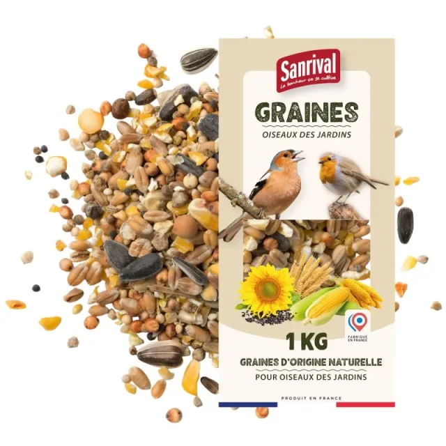 Mélange graines pour oiseaux du ciel 1 kg : photo d’illustration