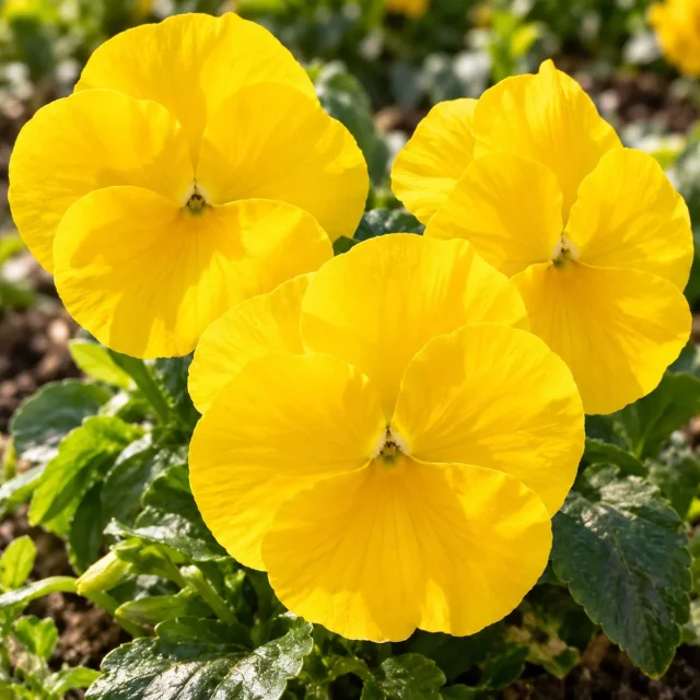 Pensée à grande fleur jaune pur : photo d’illustration