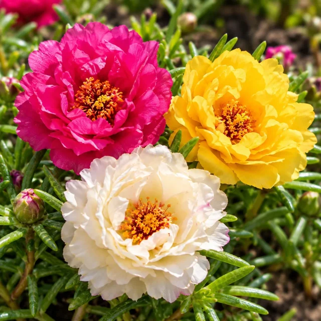 Pourpier double à grande fleur varié : photo d’illustration