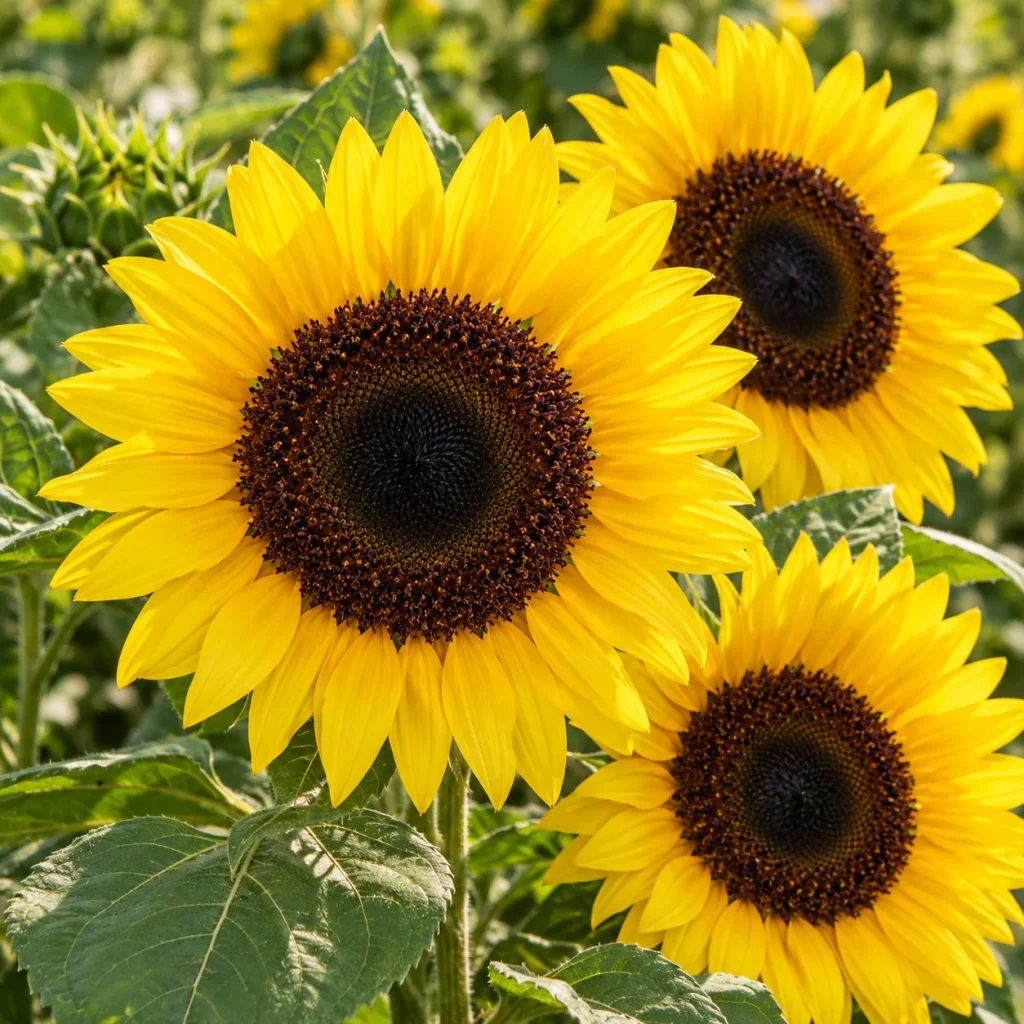 Soleil Géant jaune à coeur noir : photo d’illustration