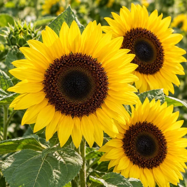 Soleil Géant jaune à coeur noir : photo d’illustration